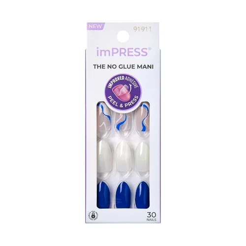 Vista 18 de Uñas postizas sin pegamento KISS imPRESS, diseño "All I Want" Púrpura y Blanco