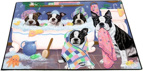 Vista 8 de Doggie of the Day Boston Terrier Dogs Floor Mat - 4th of July Independence Day - Best Dog Doormat - Protector Decor - Unique Portrait Art - Premium
