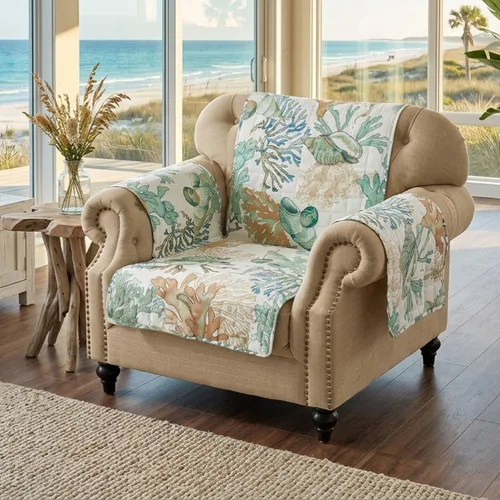 Vista 10 de Barefoot Bungalow Atlantis Funda reversible - Protector de muebles - Sofá - Jade