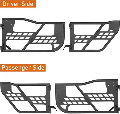 Vista 6 de Hooke Road para puertas de trail offroad de tubo de acero Jeep JK Compatible con Jeep Wrangler JK Unlimited 4 puertas Sahara Rubicon Sport 2007-2018
