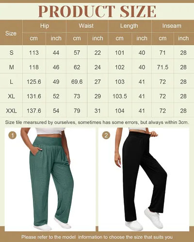 Vista 6 de Neer - Conjunto de 3 pantalones de yoga de pierna ancha para mujer, cómodos, holgados, de cintura alta, pantalones deportivos casuales