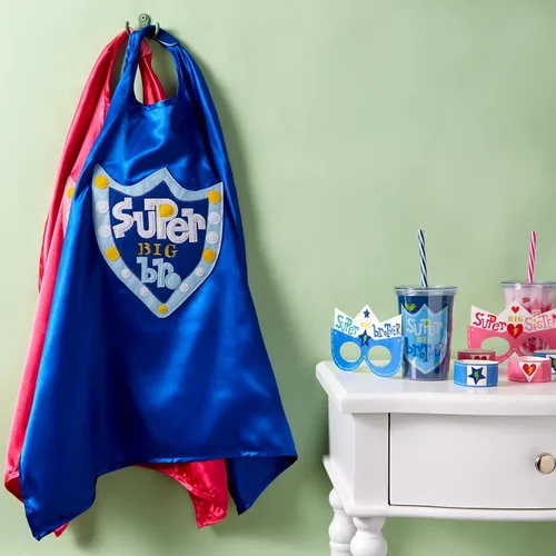 Vista 7 de C.R. Gibson Pink 'Big Sister' Superhero Cape Children's Costume, 3pc, 22'' L