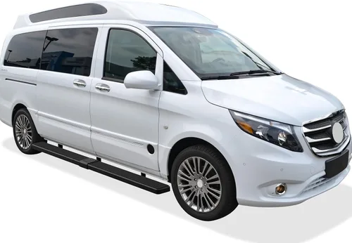 Vista 2 de APS Estribos de 6 pulgadas negro mate compatibles con Mercedes-Benz Metris 2016-2023 Cargo Van de 3 puertas