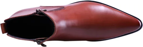 Vista 3 de Santimon Botas de Tobillo de Cuero Genuino para Hombre, con Cremallera, Puntera Puntiaguda, Botas Casuales de Moda