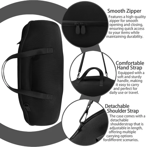 Vista 5 de co2CREA Funda de viaje rígida de repuesto para altavoz Bluetooth portátil impermeable JBL Boombox 4 (funda negra)