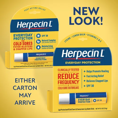 Vista 7 de Herpecin L - Bálsamo labial en barra con SPF30 y lisina; protege y trata el herpes labial y ampollas de fiebre, labios agrietados, 0.1 onzas