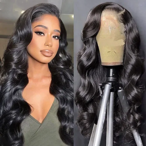 Vista 17 de Pelucas de Encaje Frontal de 24 Pulgadas de Cabello Humano para Mujeres Negras 13x4 Pelucas de Ondas Corporales Sin Pegamento de Cabello Humano