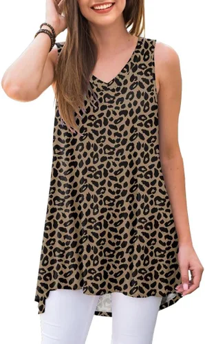 Vista 21 de AWULIFFAN - Blusa de verano sin mangas con cuello en V, túnica, top, para mujer 01 Negro