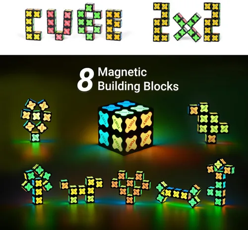 Vista 4 de TOSY Magnet Cube 2x2 - 8 Bloques, Juguete 2 en 1: Cubo de Rompecabezas 2x2x2 y Cubo Infinito Personalizable, Luminoso, Regalo para Relleno de Medias