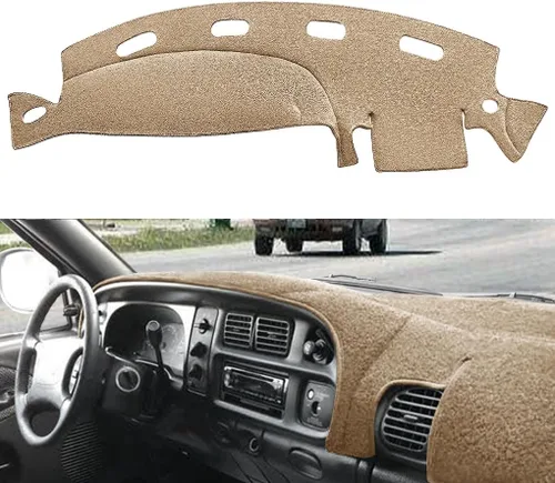 Vista 14 de Yiz Funda para Tablero Cubierta de Salpicadero Tapete de Ajuste Personalizado para Dodge Ram 1500 2002-2005, 2500/3500 2003-2005 (02-05 Beige) Y22