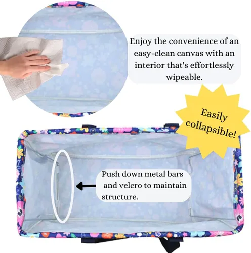 Vista 9 de NGIL Bolsa de comestibles reutilizable extra grande plegable de gran tamaño para comestibles, almacenamiento, picnic, playa, Estampado