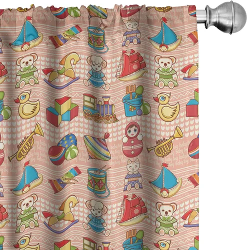 Vista 29 de Ambesonne Paquete de 2 cortinas otoñales para ventana, diseño otoñal con formas intrincadas en espiral y estampado de hojas voladoras, juego ligero