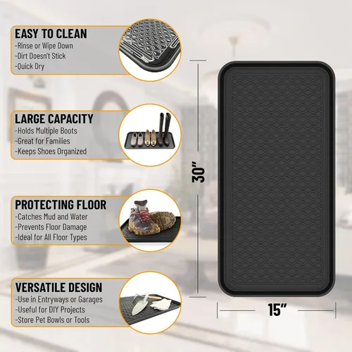Vista 3 de Ottomanson TRY400-30X15 de charola multiuso 1.2 pulgadas multiuso Boot & Shoe, charola de resistente al agua para todos los climas uso exterior
