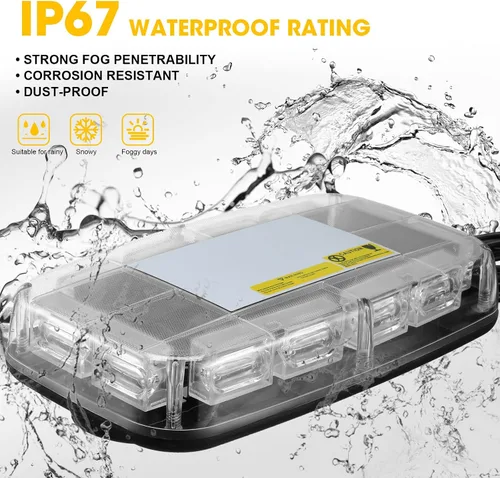 Vista 2 de Leelosp Paquete de 3 mini barras de luz estroboscópica para techo, 48 luces LED estroboscópicas de advertencia de base magnética, luz intermitente