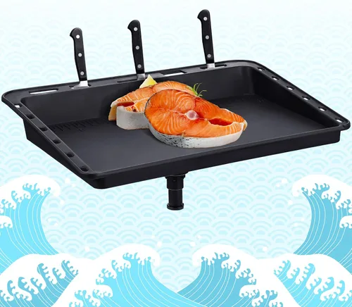 Vista 4 de Mesa de corte para bote de Lenwen para mesa de cebo de bote, tabla de limpieza de peces y filete, mesa de corte de cebo montada con soporte
