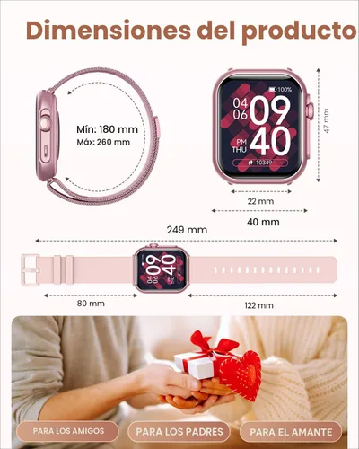 Vista 8 de Relojes inteligentes de 1.83 pulgadas para mujer (Android/iPhone)
