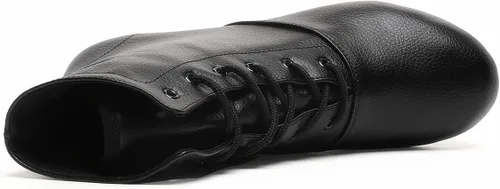 Vista 5 de Botas de jazz negras con suela dividida, zapatos de baile de cuero para niñas y niños (niños pequeñosniños grandes)