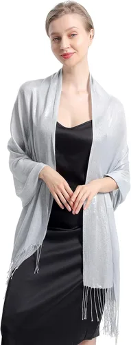 Vista 4 de Chales y envolturas metálicas brillantes, chal de pashmina con purpurina para mujer, vestidos formales de fiesta de noche