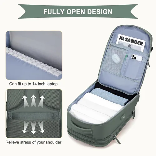 Vista 9 de coowoz Mochila de viaje grande para mujeres y hombres, mochila de mano, mochila de senderismo, impermeable, mochila deportiva al aire libre, mochila