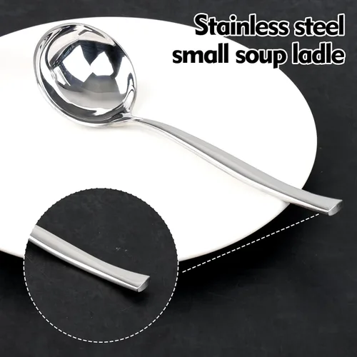 Vista 3 de Juego de 4 cucharones de salsa de acero inoxidable, juego de cucharones de salsa pequeños Mini cucharón de 7.6 pulgadas para sopa, salsa, salsas