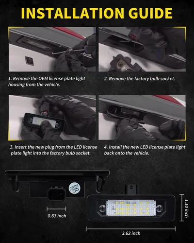 Vista 7 de Luces LED para matrícula, color blanco brillante, repuesto de montaje de lámpara compatible con Ford Fusion 2006-2012, Mustang 2010-2014, Taurus