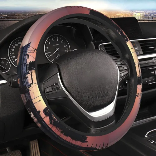 Vista 11 de Funda elástica para volante de automóvil con estampado de gato Galaxy de 15 pulgadas, protector de volante antideslizante, accesorios universales