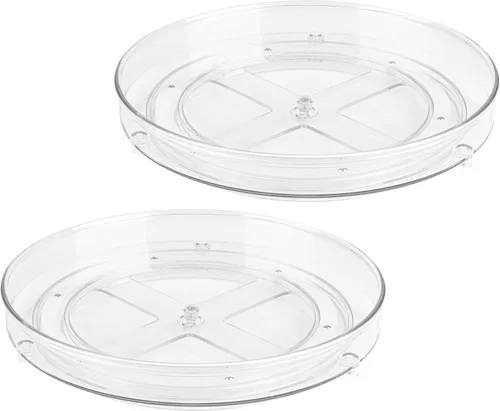 Vista 8 de Organizador Giratorio Transparente Oizeir Lazy Susan (Paquete de 2) Plataforma Giratoria de 9 Pulgadas para Cocina, Despensa, Refrigerador, Baño