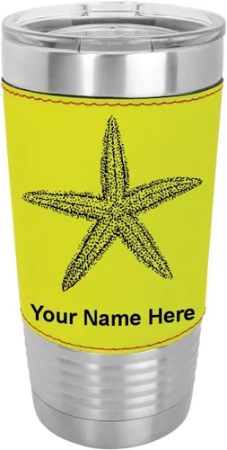 Vista 18 de LaserGram Vaso aislado al vacío de 20 onzas, estrella de mar, grabado personalizado incluido (piel sintética, gris)