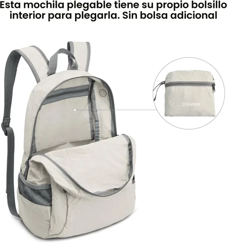 Vista 4 de G4Free Mochila plegable ligera de 20L para viajes, senderismo, mochila plegable para hombres y mujeres