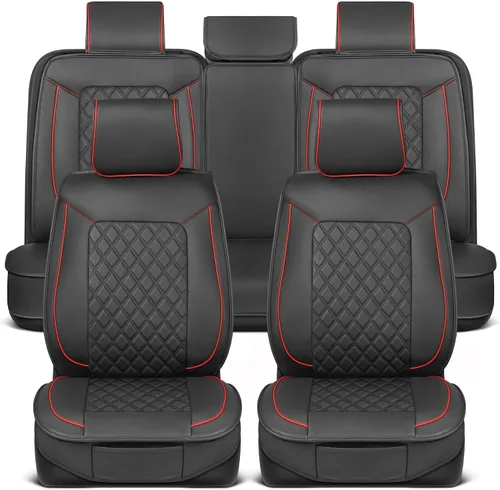 Vista 23 de MotorBox Meridian Series - Fundas de asiento de piel napa, fundas clásicas de asiento delantero, de piel sintética de alta calidad, color beige