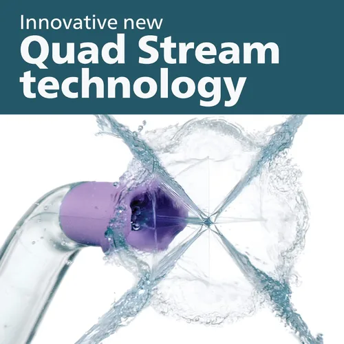 Vista 3 de Philips Sonicare Irrigador Dental Eléctrico 5000, Blanco, HX3811/20 180% More Effective Than Floss*, Quad-Stream Technology, 2 Modes, 10