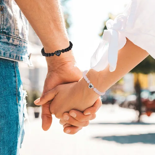 Vista 2 de ROSI - Pulseras personalizadas a juego para parejas con imagen en el interior para hombres y mujeres, pulsera personalizada con fotos, aniversario