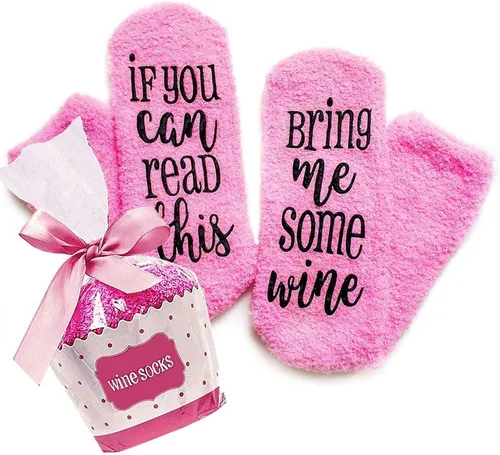 Vista 28 de CHANGGER Calcetines unisex con texto en inglés "If You Can Read This Bring Me Some Fuzzy Funny Saying Crew Socks Christmas Unisex Gift