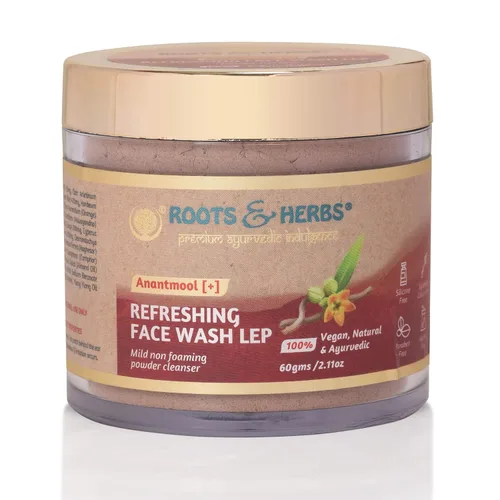 Vista 3 de ROOTS AND HERBS Lavado facial ayurvédico Lep Tratamiento natural 100% vegano Anantmool refrescante lavado facial limpiador facial no formante - 2.11