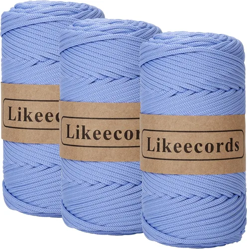 Vista 30 de Likeecords Cordón de macramé trenzado de poliéster de 0.157 in, 140 yardas, 426 pies, hilo elástico para bolsa de ganchillo para manualidades