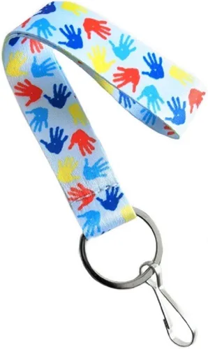 Vista 2 de Llavero de pulsera para concientización del autismo, soporte para tarjetas de identificación (juego de 3)