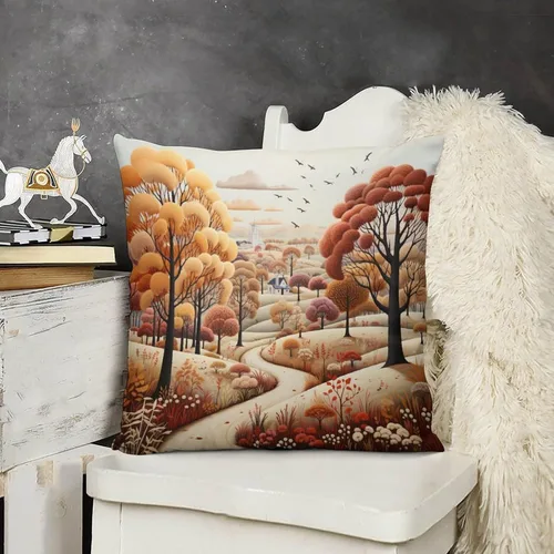 Vista 15 de Fundas de almohada decorativas cuadradas de terciopelo con diseño de paisaje, campo, otoño, otoño, 12 x 12 pulgadas, para Acción de Gracias