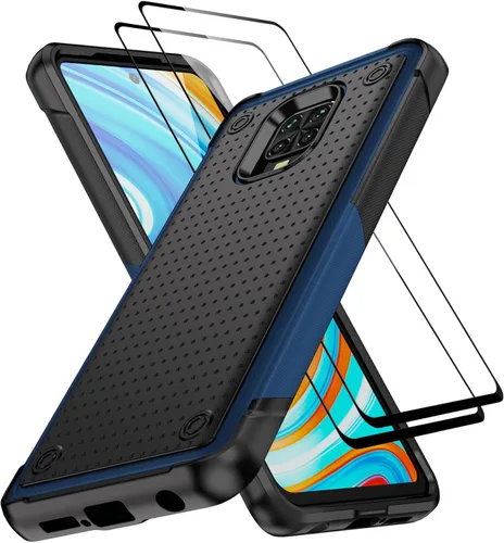 Vista 21 de Jeylly Funda para Xiaomi Poco X3 NFC con protector de pantalla de vidrio templado [2 paquetes], resistente a prueba de golpes, funda protectora