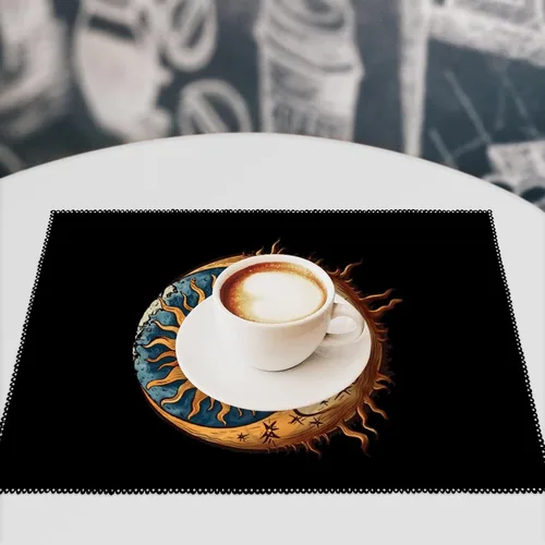 Vista 7 de Sun Moon Placemats Set of 6 Resistant Table Mats Washable Place Mats for Dinner Party Table Decoration