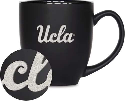 Vista 180 de Rico Industries - Taza de cerámica mate negra con grabado láser estándar de 15oz para NCAA (escuelas T & U) - Para bebidas calientes o frías