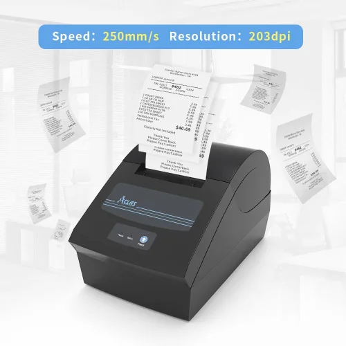 Vista 5 de Aclas Impresora de recibos para pequeñas empresas USB 3.150 in impresora Pos impresora soporte cajón de efectivo, USB+D9
