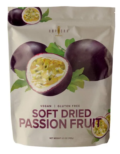 Vista 2 de Amphora Fruta de la pasión seca suave convencional 3.5 oz (100 gr) por bolsa (caja de 6 bolsas)