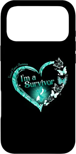Vista 22 de Teal Ribbon Butterfly Cervical Cancer I'm A Survivor Case for iPhone 17