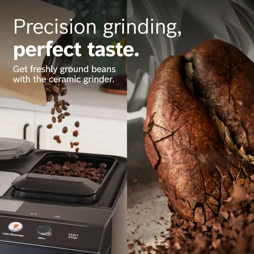 Vista 8 de Bosch 500 Series Máquina espresso y de café completamente automática – Panel de control táctil, manguera de leche, molinillo de cerámica, utiliza