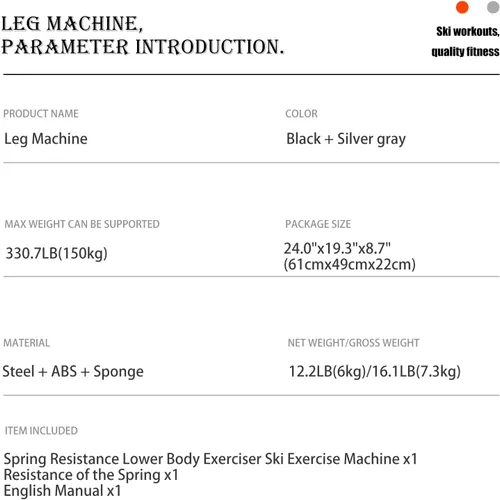 Vista 4 de Entrenador de simulador de esquí Equipo de fitness de pierna Aeróbica Fitness Stepper Home Fitness Trainer Negro