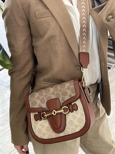 Vista 7 de Bolsos cruzados pequeños para mujer, bolso de cuero, diseño de moda, hebilla dorada