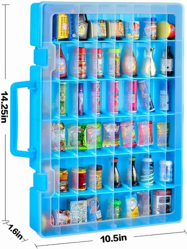 Vista 2 de FULLCASE Funda compatible con 5 Surprise for Mini Brands Toys Series 1-4, almacenamiento de cápsulas misteriosas, para colección Mini Mart Azul