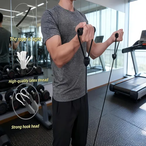 Vista 3 de 1 par de bandas de resistencia con asas y clips, bandas de ejercicio de pedal, entrenamiento de fuerza, entrenamiento de fuerza en casa, gimnasio