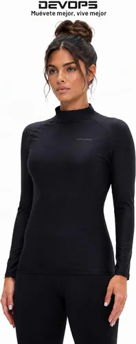 Vista 2 de DEVOPS Paquete de 3 camisetas de compresión de manga larga con cuello alto (3 unidades) Negro/Negro/Negro