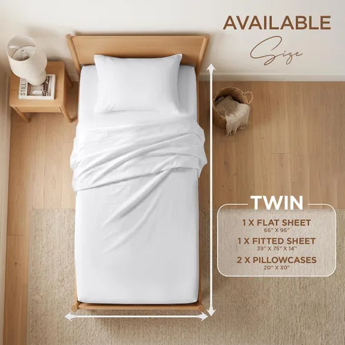Vista 2 de Ropa de cama tamaño Twin - Juego de 3 piezas - Bolsillos profundos - Sábanas refrescantes - Suaves y cómodas para uso en todas las estaciones Aqua